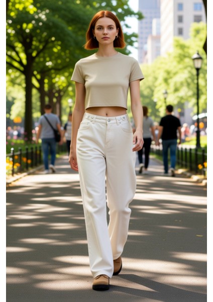 Kadın Yüksek Bel Düz Kesim Denim Pantolon Fonksiyonel Dayanıklı Kaliteli Konforlu Estetik Şık fiyatları