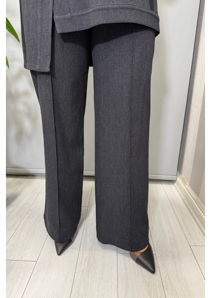 Triko Denim Detaylı Tunik ve Boru Paça Pantolon Takım Siyah T25PF-6018 (7008) fırsatları