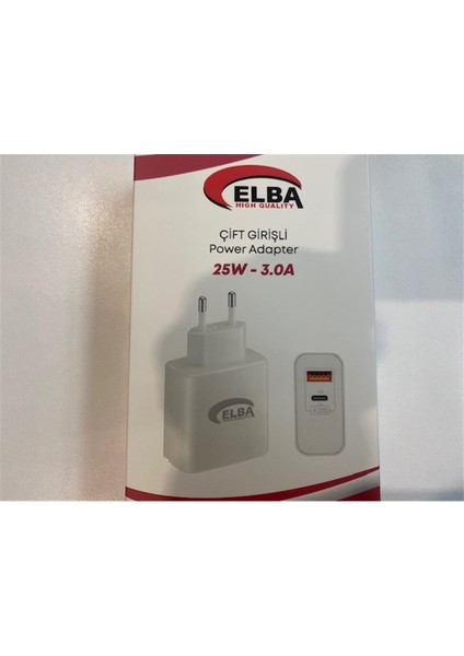 ELB15 25W 3.0A Usb-A To Usb-C Çift Girişli Hızlı Şarj Akım Koruma Isıya Dayanıklı Ev Şarj Kafa