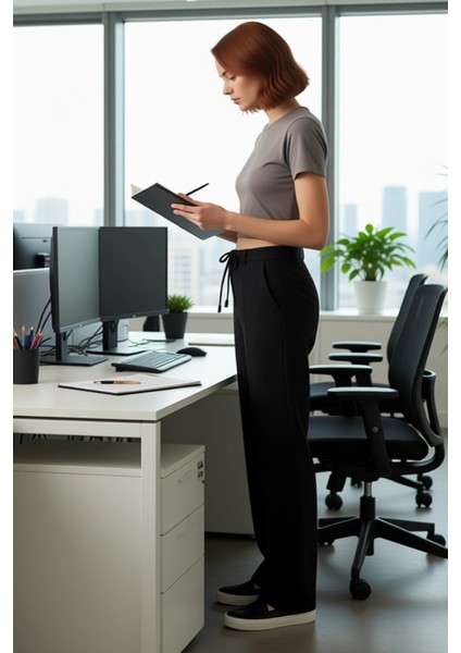 Kadın Dokuma Geniş Paça Pantolon Fonksiyonel Dayanıklı Kaliteli Konforlu Estetik Premium Şık