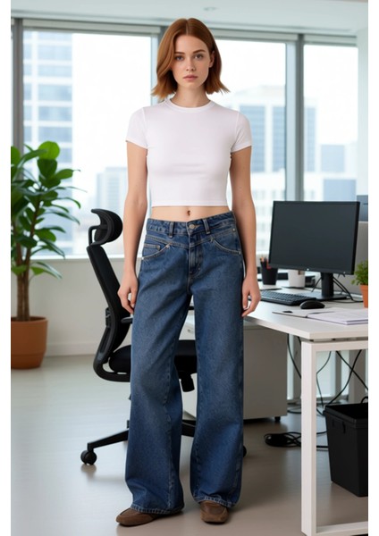 Kadın Geniş Paça Denim Pantolon Fonksiyonel Dayanıklı Kaliteli Konforlu Estetik Premium Şık fiyatları