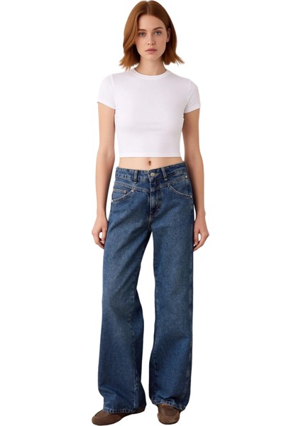 Kadın Geniş Paça Denim Pantolon Fonksiyonel Dayanıklı Kaliteli Konforlu Estetik Premium Şık fırsatları