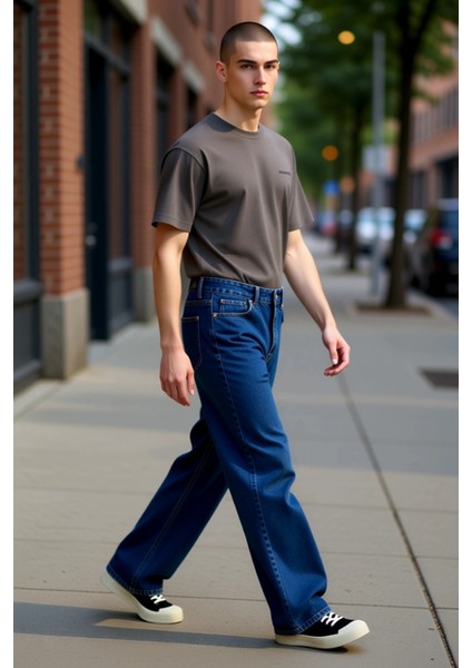 Erkek Bol Kesim Denim Pantolon Normal Bel Fonksiyonel Dayanıklı Kaliteli Konforlu Estetik Şık