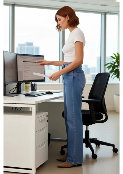 Kadın Yüksek Bel Flare Denim Pantolon Cool & Comfort Fonksiyonel Dayanıklı Kaliteli Modern fiyatları