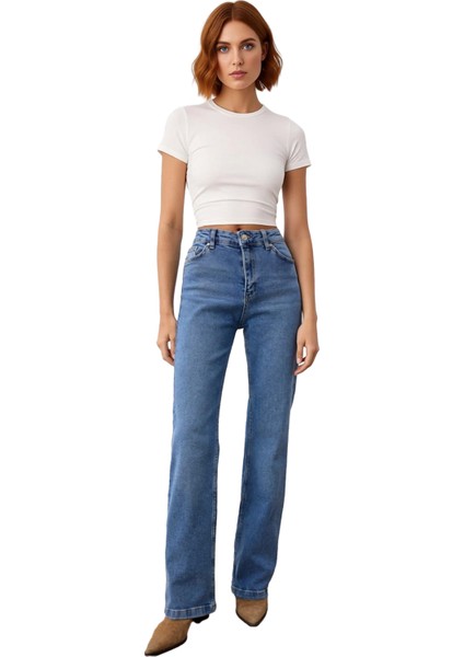 Kadın Yüksek Bel Flare Denim Pantolon Cool & Comfort Fonksiyonel Dayanıklı Kaliteli Modern fırsatları
