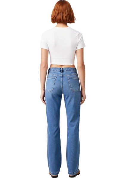 Kadın Yüksek Bel Flare Denim Pantolon Cool & Comfort Fonksiyonel Dayanıklı Kaliteli Modern indirimleri
