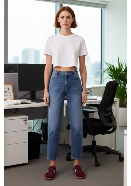 Kadın Yüksek Bel Geniş Paça Denim Pantolon Fonksiyonel Dayanıklı Kaliteli Konforlu Estetik modelleri