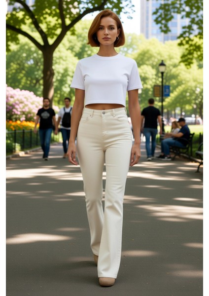 Kadın Comfort Esnek Flare Denim Pantolon Fonksiyonel Dayanıklı Kaliteli Konforlu Estetik Şık fiyatları