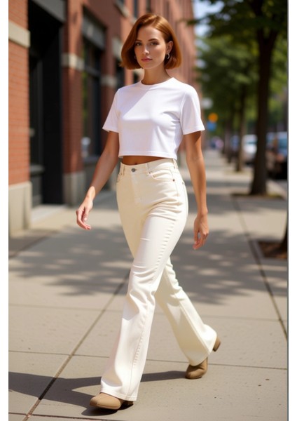 Kadın Comfort Esnek Flare Denim Pantolon Fonksiyonel Dayanıklı Kaliteli Konforlu Estetik Şık modelleri