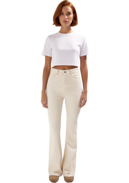 Kadın Comfort Esnek Flare Denim Pantolon Fonksiyonel Dayanıklı Kaliteli Konforlu Estetik Şık fırsatları