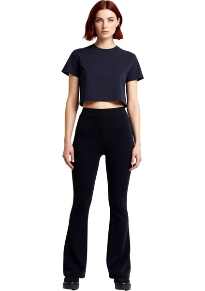 Kadın Yüksek Bel Esnek Ispanyol Paça Fitilli Örme Pantolon Fonksiyonel Dayanıklı Kaliteli Şık fırsatları