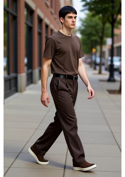 Erkek Çizgili Geniş Paça Pantolon Smart Kesim Fonksiyonel Dayanıklı Kaliteli Konforlu Spor