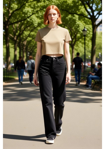 Kadın Koyu Straight Kesim Denim Pantolon Fonksiyonel Dayanıklı Kaliteli Konforlu Estetik Şık modelleri