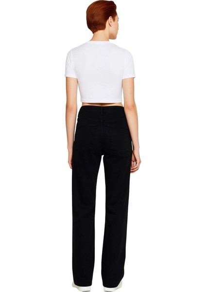 Kadın Koyu Straight Kesim Denim Pantolon Fonksiyonel Dayanıklı Kaliteli Konforlu Estetik Şık indirimleri