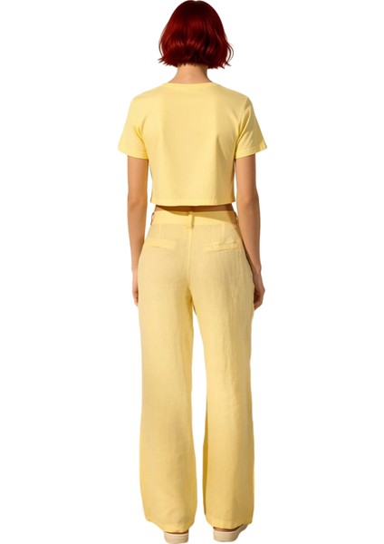 Kadın Yüksek Bel Bol Kesim Keten Pantolon Fonksiyonel Dayanıklı Kaliteli Konforlu Estetik Şık fiyatları