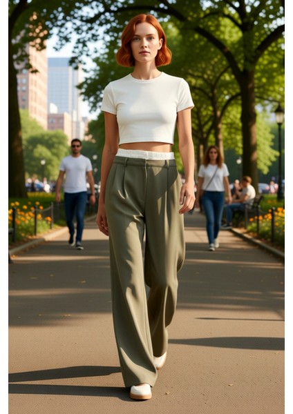 Kadın Düz Renk Geniş Paça Dokuma Pantolon Fonksiyonel Dayanıklı Kaliteli Konforlu Estetik Şık fiyatları