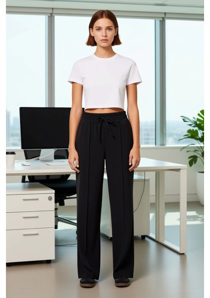 Wide Leg Nervürlü Örme Kadın Pantolonu Fonksiyonel Dayanıklı Kaliteli Konforlu Estetik Şık fiyatları