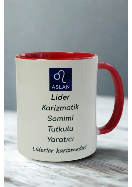 Aslan Burcu Porselen Kupa – Lider, Karizmatik, Tutkulu ve Yaratıcı Tasarım Kupa