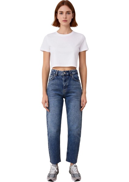 Kadın Açık Yüksek Bel Mom Jean Pantolon Fonksiyonel Dayanıklı Kaliteli Konforlu Estetik Şık fırsatları