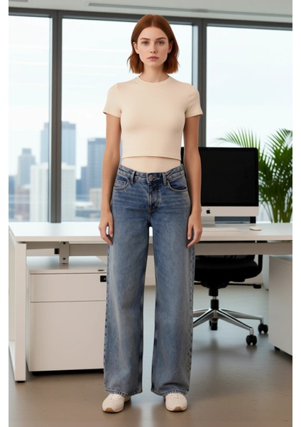 Kadın Vintage Geniş Paça Jean Pantolon Fonksiyonel Dayanıklı Kaliteli Konforlu Estetik Şık fiyatları