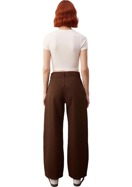 Kadın Haki Gabardin Yüksek Bel Geniş Paça Pantolon Fonksiyonel Dayanıklı Kaliteli Konforlu indirimleri