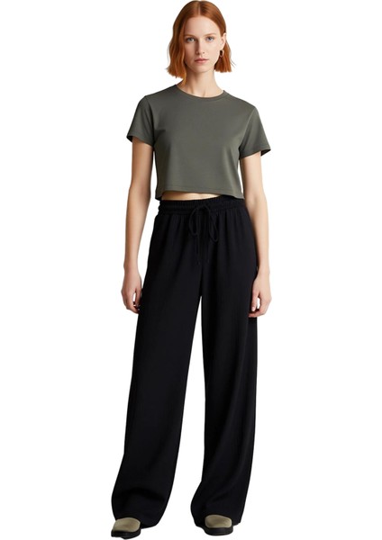 Kadın Müslin Wide Leg Pantolon Rahat Kesim Fonksiyonel Dayanıklı Kaliteli Konforlu Estetik fırsatları