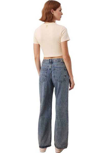 Kadın Vintage Geniş Paça Jean Pantolon Fonksiyonel Dayanıklı Kaliteli Konforlu Estetik Şık indirimleri