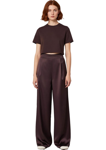 Kadın Saten Dokuma Geniş Paça Pantolon Fonksiyonel Dayanıklı Kaliteli Konforlu Estetik Şık fırsatları