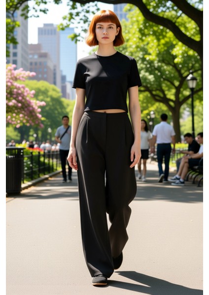 Kadin Pilili Wide Leg Pantolon Fonksiyonel Dayanıklı Kaliteli Konforlu Estetik Premium Şık fiyatları