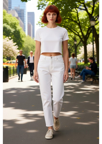 Kadın Açık Yüksek Bel Dar Paça Mom Jean Pantolon Fonksiyonel Dayanıklı Kaliteli Konforlu Şık modelleri