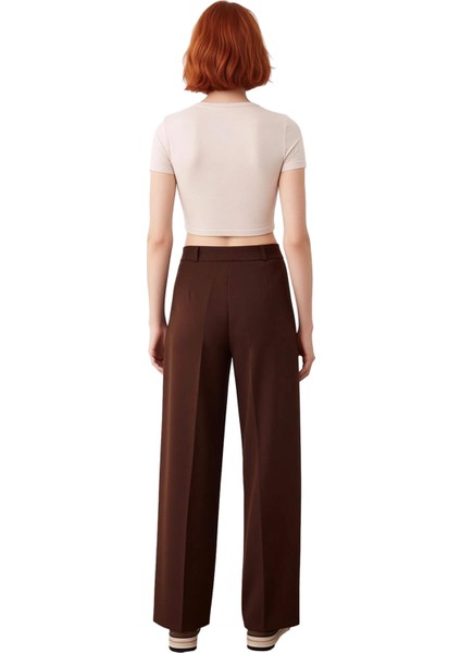 Kadın Haki Yüksek Bel Geniş Paça Pantolon Fonksiyonel Dayanıklı Kaliteli Konforlu Estetik Şık indirimleri