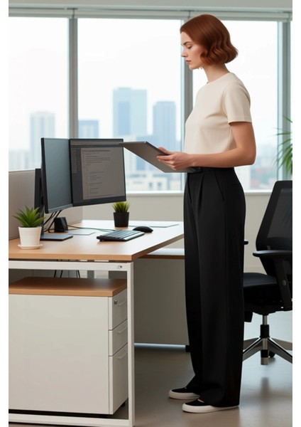 Kadın Geniş Paça Yüksek Bel Dokuma Pantolon Fonksiyonel Dayanıklı Kaliteli Konforlu Modern fiyatları