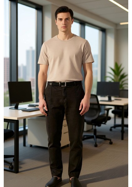 Erkek Haki Regular Fit Keten Pantolon Fonksiyonel Dayanıklı Kaliteli Konforlu Estetik Spor