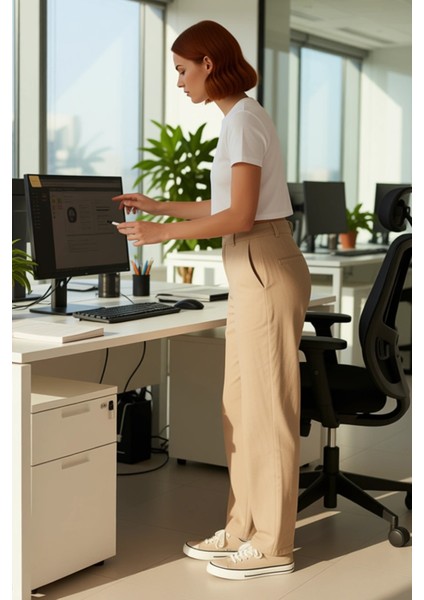 Kadın Yüksek Bel Düz Kesim Keten Pantolon Fonksiyonel Dayanıklı Kaliteli Konforlu Estetik Şık