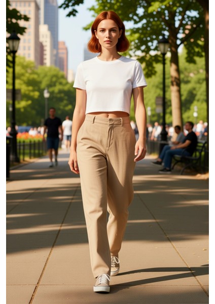 Kadın Yüksek Bel Düz Kesim Keten Pantolon Fonksiyonel Dayanıklı Kaliteli Konforlu Estetik Şık fiyatları