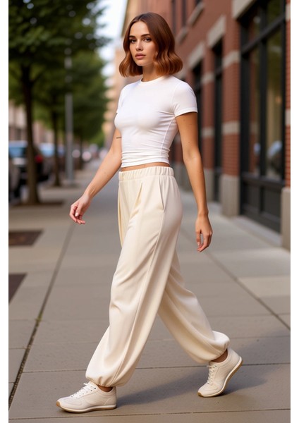 Kadın Pileli Şalvar Kesim Örme Pantolon Antrasit Modal Fonksiyonel Dayanıklı Kaliteli Spor modelleri