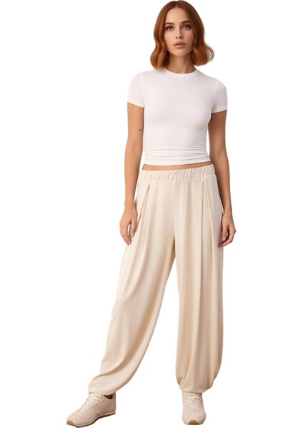 Kadın Pileli Şalvar Kesim Örme Pantolon Antrasit Modal Fonksiyonel Dayanıklı Kaliteli Spor fırsatları