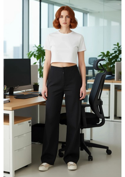 Kadın Yüksek Bel Straight Fit Pamuklu Pantolon Fonksiyonel Dayanıklı Kaliteli Konforlu Şık fiyatları