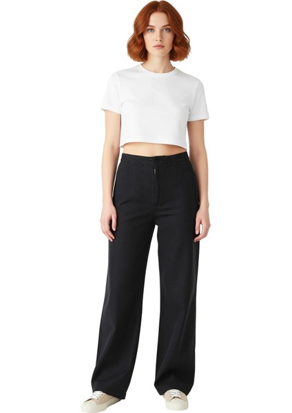 Kadın Yüksek Bel Straight Fit Pamuklu Pantolon Fonksiyonel Dayanıklı Kaliteli Konforlu Şık fırsatları