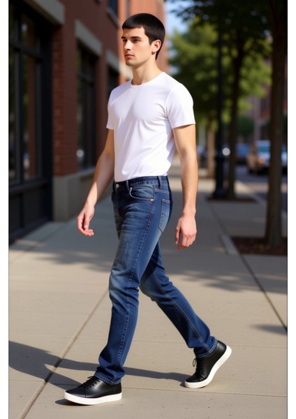 Erkek Açık Dar Paça Fermuarlı Kot Pantolon Fonksiyonel Dayanıklı Kaliteli Konforlu Estetik