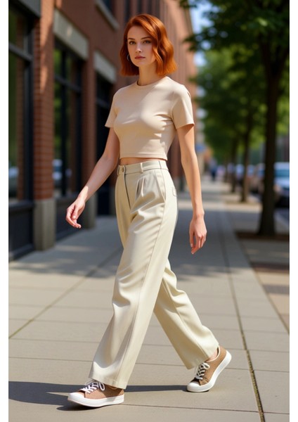 Kadın Pilili Geniş Paça Dokuma Pantolon Fonksiyonel Dayanıklı Kaliteli Konforlu Estetik Şık modelleri