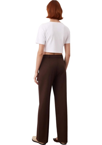 Kadın Haki Yüksek Bel Geniş Paça Dokuma Pantolon Fonksiyonel Dayanıklı Kaliteli Konforlu Şık indirimleri