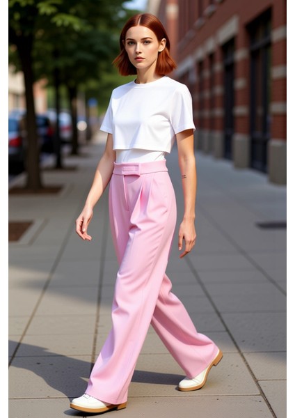 Kadın Pileli Wide Leg Pantolon Yüksek Bel Fonksiyonel Dayanıklı Kaliteli Konforlu Estetik Şık modelleri