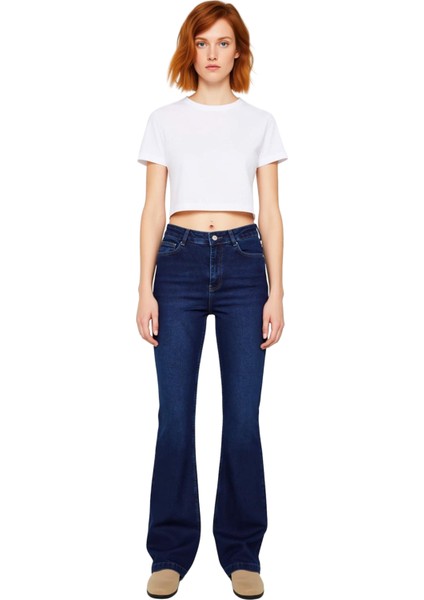 Genç Kızlar Için Koyu Comfort Esnek Ispanyol Paça Jean Fonksiyonel Dayanıklı Kaliteli Spor