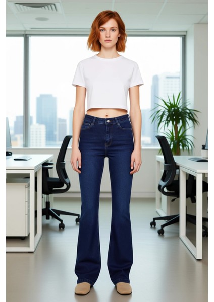 Genç Kızlar Için Koyu Comfort Esnek Ispanyol Paça Jean Fonksiyonel Dayanıklı Kaliteli Spor modelleri