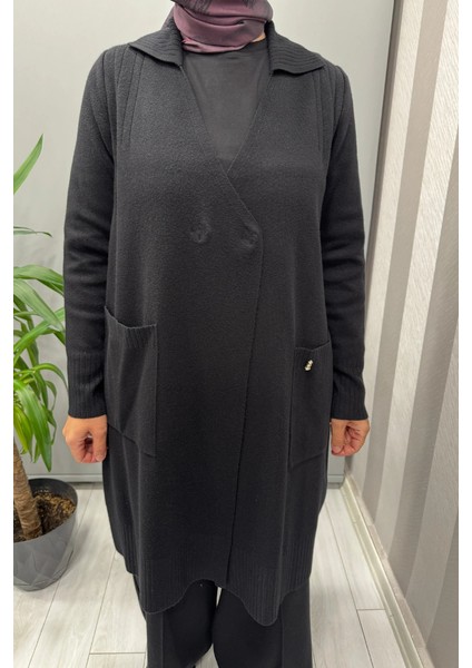 Touch Me Gömlek Yaka Triko Hırka Siyah T25PF-9001 fırsatları