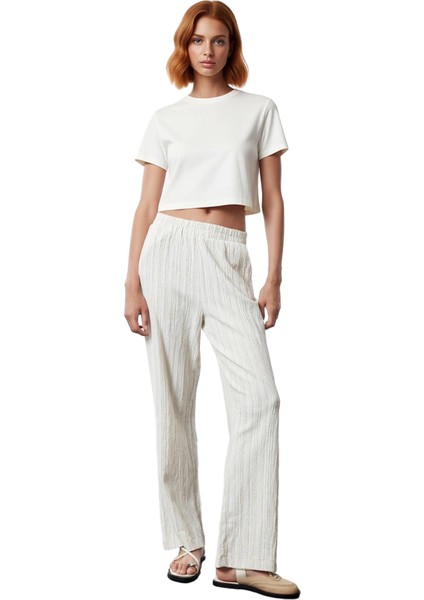 Kadın Dokulu Yüksek Bel Boru Paça Pantolon Fonksiyonel Dayanıklı Kaliteli Konforlu Estetik fırsatları