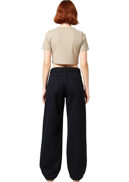 Kadın Geniş Paça Taş Detaylı Denim Pantolon Fonksiyonel Dayanıklı Kaliteli Konforlu Modern indirimleri