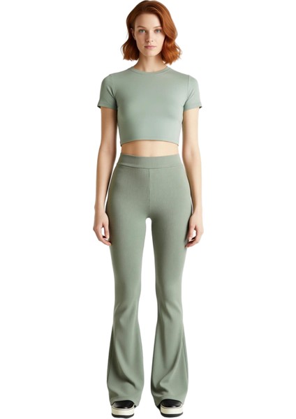 Kadın Yüksek Bel Esnek Ispanyol Paça Fitilli Örme Pantolon Fonksiyonel Dayanıklı Kaliteli Şık fırsatları