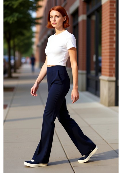 Kadın Flare Kesim Düz Dokuma Pantolon Fonksiyonel Dayanıklı Kaliteli Konforlu Estetik Spor